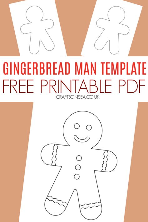 FREE Gingerbread Man Template (Printable PDF) How To Make A Gingerbread Man Crafts, Make Your Own Gingerbread Man, Gingerbread Glyph Free, Printable Gingerbread House Template To Color, Gingerbread Signs Printable, Gingerbreadman Preschool Craft, Ginger Bread Man Pattern, Ginger Bread Disguise Project, Ginger Bread Man Template Printable