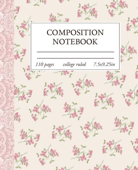 Composition Notebook College Ruled: Light Pink Floral Coquette Aesthetic Journal For Women: Amazon.co.uk: Moncrieff Vintage: Books Pink Book Cover, Light Pink Coquette, Notebook For School, School Wishlist, Pink Drawing, Aesthetic Notebook, Study Planner Printable, Cute Cottagecore, Paper Cute