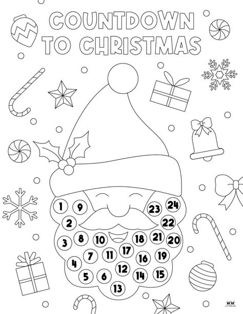 Choose from one of 10 unique Santa Beard Countdown Calendars to help your kids count down the days until Christmas. Print from home! 100% FREE! Santa Calendar Countdown, Santa Beard Countdown, Santa's Beard Countdown, Santa Countdown, Kids Coloring Sheets, Counting For Kids, Santa Beard, Days To Christmas, Christmas Countdown Calendar