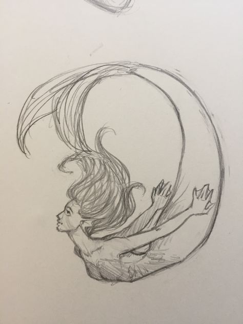 Mermaid... Mermaid Body Sketch, Evil Siren Drawing, Mermaid In Water Drawing, Mermaid Drawings Aesthetic, Mermaid Drawings Sketches, Sleeping Mermaid Drawing, Mermaid Figure Drawing, Mermaid Drawing Aesthetic, Aesthetic Mermaid Drawing