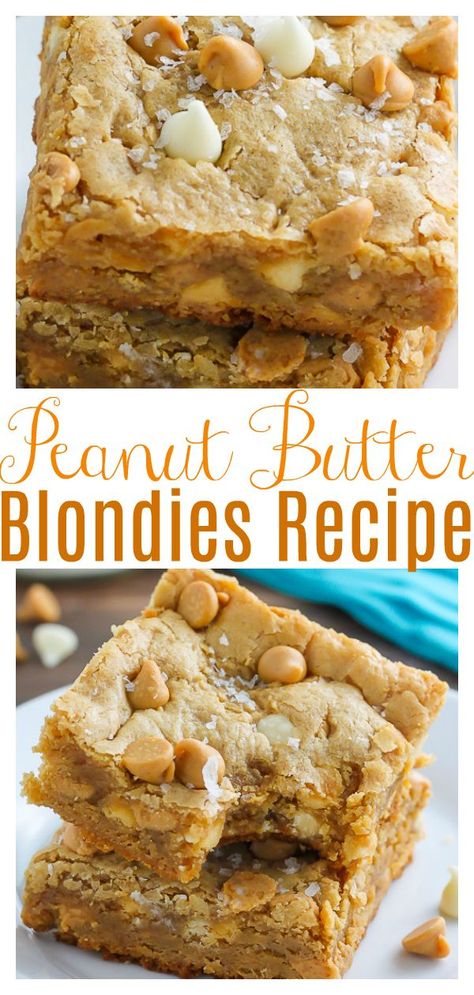 Peanut Butter Chip Desserts, Peanut Butter Baking Chips Recipes, Desserts With Peanut Butter Chips, Cookie Bars Recipes Peanut Butter, Peanut Butter Blondes, Peanut Butter Baking Ideas, Peanut Butter Baking Recipes, Recipes Using Peanut Butter Chips, Recipes That Use Peanut Butter