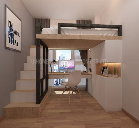 10 great ways to maximise your small space - Home  Decor Singapore Mezzanine Design, Loft Beds For Small Rooms, Build A Loft Bed, Reka Bentuk Bilik Tidur, A Loft Bed, Tiny Loft, Beds For Small Rooms, Loft Bed Plans, Diy Loft Bed