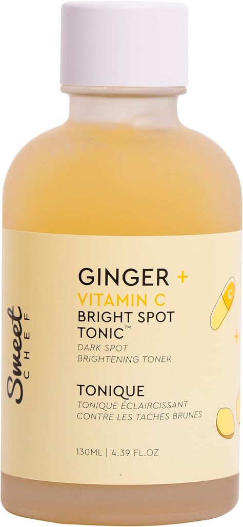 Sweet Chef Ginger + Vitamin C Spot Tonic - Ginger + Turmeric Vitamin C Facial Toner, Hydrates and Visibly Smooths Skin - Vitamin C Helps to Fade The Appearance of Dark Spots (130ml / 4.39 fl oz) Vitamin C Oil, Vitamin A Serum, Vitamin C Facial, Best Vitamin C Serum, Turmeric Vitamins, Ginger Turmeric, Carrot And Ginger, Vitamins For Skin, Retinol Serum