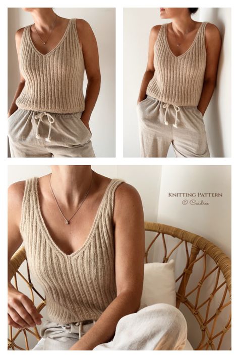 Remi Camisole Top Knitting Pattern - Knitting Pattern Knit Ribbed Tank Top Pattern, Knitted Cami Top, Free Top Knitting Pattern, Free Tank Top Knitting Pattern, Knit Summer Top Patterns, Summer Knitted Tops Pattern, Top Knitting Pattern Free, Summer Knitting Patterns Free, Knitted Summer Tops