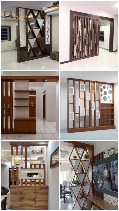 Partition Design Living Rooms With Storage, Dining Wall Partition Design, Kitchen To Hall Partition, Wooden Partition Design For Living Room, Pooja Room Partition In Hall, Living Partition Ideas, Hall Partion Ideas Latest, Mdf Partition Design For Living Room, Kitchen And Hall Partition Design