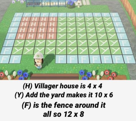 Acnh Villager Yard Layout, Acnh Villager House Size, Katt Acnh Yard, Acnh Villager Yard Size, Animal Crossing Village Layout, Animal Crossing Villager House Layout Map, Villager House Layouts Acnh, Anch Island Layout, Acnh House Layout