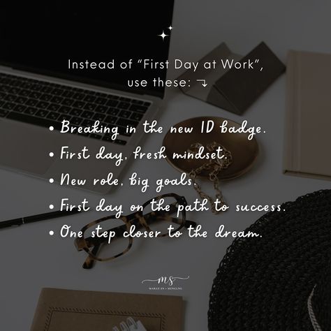 instead of “First day at work” use these: 🥰 #work #firstday #workworkwork #workhard #workfromhome #quotes #quotesoftheday #caption #notes #instagramtips #randomthoughts #fyp #margesn #smm First Day At Work Quotes, First Day Of Work Quotes, Work Captions, First Day At Work, First Day Of Work, Big Goals, Work Quotes, Instagram Tips, First Step