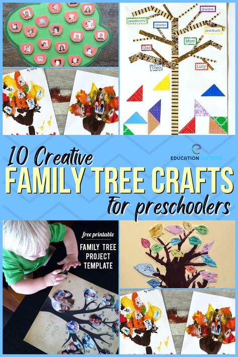 Preschool Family Tree Project, Vpk Family Tree Project, Pre K Family Tree Project, Cute Family Tree Project Ideas, Toddler Family Tree Project, Family Tree For Preschoolers, First Grade Family Tree Project, Pre K Family Tree Ideas, Family Tree Preschool Crafts