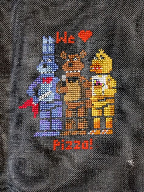 Fnaf Cross Stitch, Diy Clothes Design, Cross Stitch Love, Freddy Fazbear, Mickey Ears, Cross Stitching, Counted Cross Stitch, Diy Clothes, Pixel Art