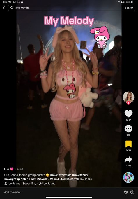 My Melody Rave Outfit, Kawaii Rave Outfit, Sanrio Rave Outfit, Hello Kitty Rave Outfit, Cute Rave Outfits Festivals, Abg Outfits Rave, Rave Couple Outfits, Rave Outfits Pink, Rave Outfits Ideas