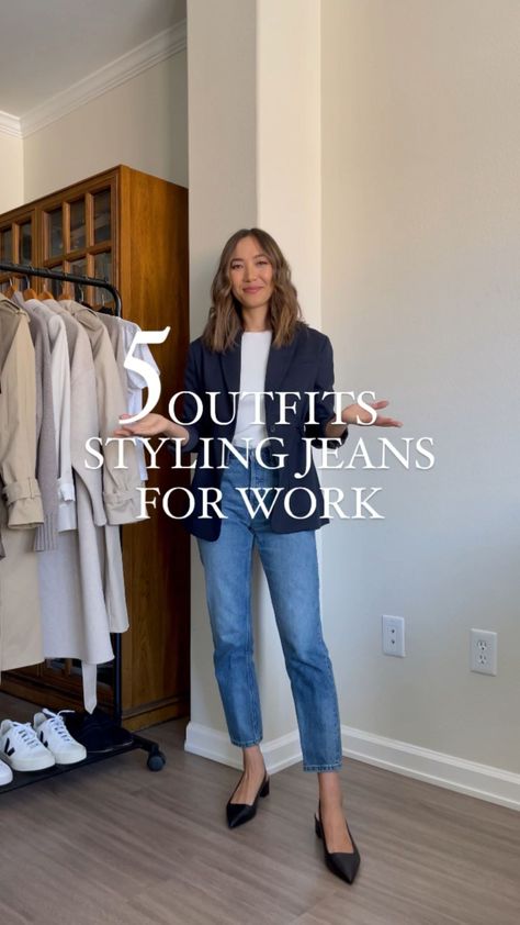 The ’90s Cheeky Jean curated on LTK Business Casual Style Jeans, Blue Jeans Business Casual Outfits, Grey 90s Jeans Outfit, Flare Jeans For Work, Light Jeans Business Casual, Straight Jeans Office Outfit, Friday Causal Work Outfits, Jean Friday Outfits Work Fall, Casual Friday Work Outfits 2023