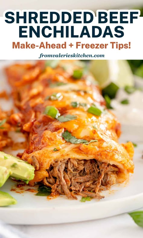 Leftover Shredded Beef, Shredded Beef Burritos, Frozen Enchiladas, Shredded Beef Enchiladas, Shredded Beef Recipes, Shredded Beef Tacos, Smoked Chicken Breast, Mexican Shredded Beef, Beef Enchilada Recipe