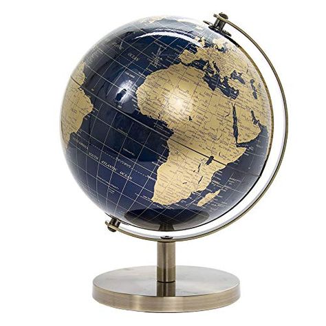 Teen Room Makeover, Rotating Globe, Gold Globe, Blue World, Living Room Ornaments, Office Games, World Globes, Globe Ornament, World Globe