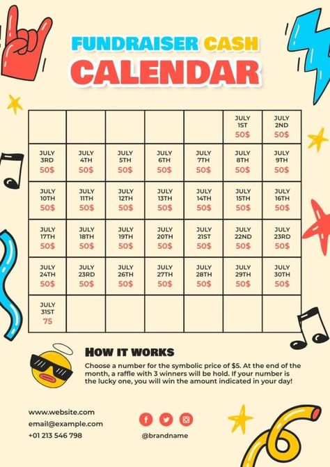 Cool Doodle High School Fundraiser Calendar High School Fundraiser, Calendar Fundraiser, Make Your Own Calendar, Cool Doodles, Brand Kit, School Fundraisers, Calendar Template, Free Graphic Design, Social Media Platforms