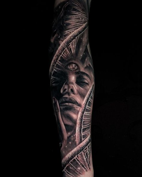 Sleeve Tattoos Men, Tom Tattoo, Space Tattoo Sleeve, Underarm Tattoo, David Tattoo, Tattoo Realism, Dna Tattoo, Tattoos Men, Wicked Tattoos