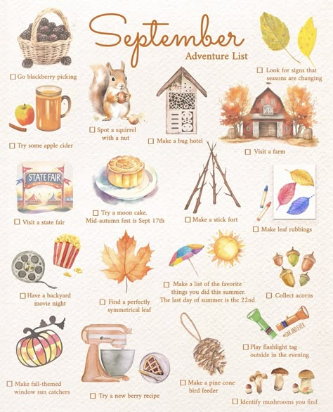 Monthly Bucket List Ideas, October Checklist, Monthly Bucket List, Cute Activities, Holiday Place Cards, Puzzle Night, Gingerbread House Candy, Adventure List, Blackberry Picking