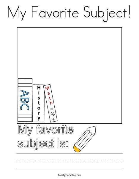 My Favorite Subject Coloring Page - Twisty Noodle All About Me Book, Reading Buddies, English Worksheets For Kindergarten, All About Me Preschool, My Favourite Subject, Favorite Subject, School Coloring Pages, Learning Abc, Math About Me