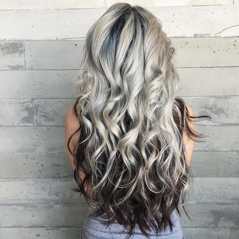 1,357 Likes, 22 Comments - Color Rainbow Hair Los Angeles (@hairhunter) on Instagram: “🖤MY SÖUL🖤 is pink and grey. I'm sure of it. Used @matrix and @pulpriothair to create this pretty…” Blonde With Dark Underneath, Blonde Hair With Brown Underneath, Dark Underneath Hair, Blonde Underneath Hair, Blonde With Dark, Blonde Underneath, Tan Skin Blonde Hair, Blonde Highlights On Dark Hair, Platinum Blonde Highlights