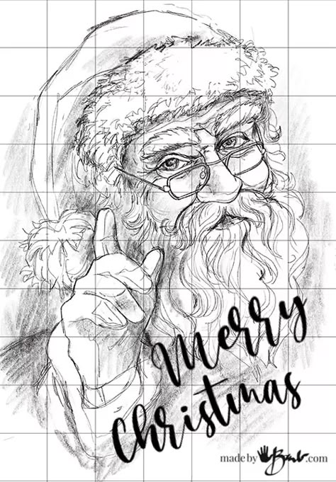 Santa Pencil Sketch, Santa Claus Pencil Drawing, Cool Christmas Paintings, Merry Christmas Sketch, Diy Santa Paintings On Canvas, Christmas Special Drawing, Christmas Drawings Pencil Sketches, Santa Faces To Paint, Santa Paintings On Canvas