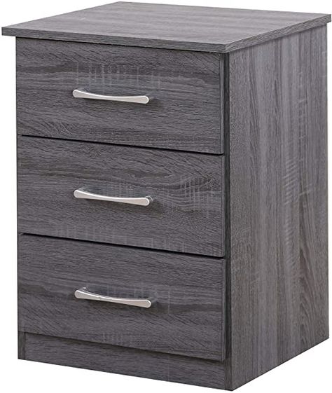 Nightstand Brown, Mdf Furniture, Gray Nightstand, Bedroom Drawers, Laminated Mdf, 3 Drawer Nightstand, Wooden Nightstand, Bedroom Essentials, Drawer Design