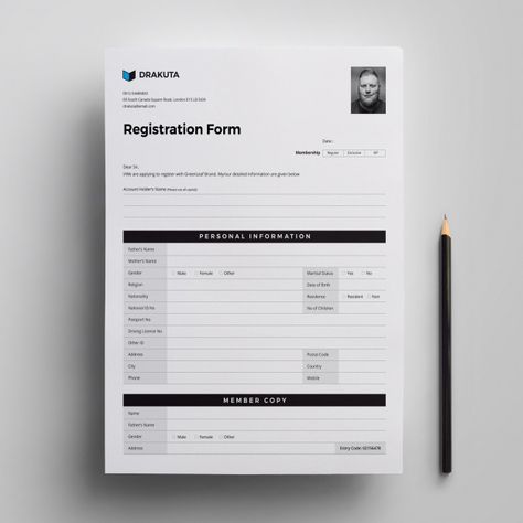 Registration Form #bill #businessinvoice #cleaninvoice #corporateinvoice #invoicedesign #invoicetemplate #invoices #officeinvoice #print #professionalinvoice #standardinvoice #stationary #graphicriver #creativemarket Application Form Templates, Paper Form Design, Registration Form Design Templates, Form Design Print, Form Design Layout, Application Form Design, Registration Form Design, Form Design Web, Business Branding Inspiration