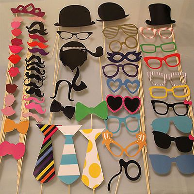 58PCS Masks Photo Booth Props Mustache On A Stick Birthday Wedding Party HL Diy Fotokabine, Diy Photo Booth Props, Gender Reveal Party Supplies, Wedding Photo Booth Props, Party Fotos, Anniversaire Diy, Booth Wedding, Birthday Photo Booths, Unicorn Party Supplies