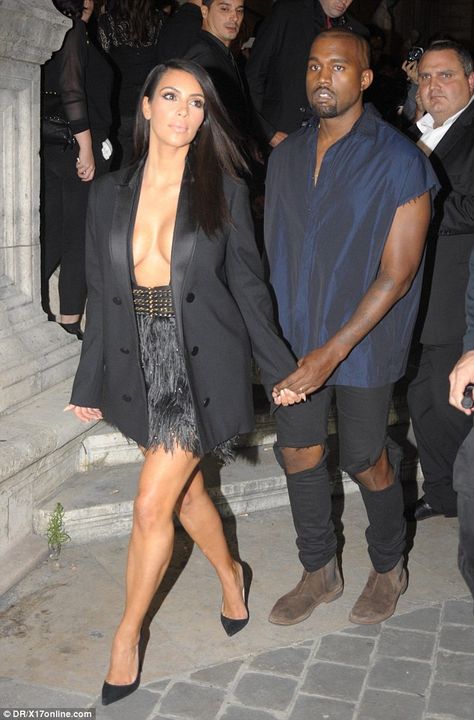 Hold on tight: All eyes were on the pair as they continued their week which could easily be titled 'Kim and Kanye take Paris Fashion Week' Kim Kardashian Paris, Kanye West And Kim Kardashian, Kim Kanye, Kanye West Style, Estilo Kardashian, Kanye West And Kim, Keeping Up With The Kardashian, Kim Kardashian Outfits, Kim And Kanye