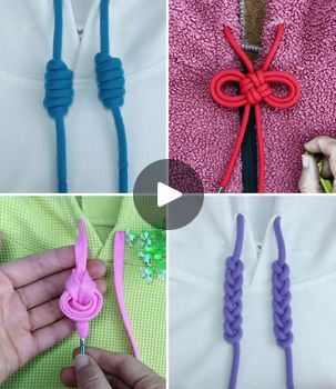 610K views · 11K reactions | DIY Sweatshirt Knots Ideas with Easy Tricks | Simplest Way to Tie Hoodie Strings for Beginners | By Simple Crafts | Facebook Creative Ways To Tie Hoodie Strings, Drawstring Tie Ideas, Sweatshirt Strings Ideas, Tying Sweatshirt Ties, Cute Ways To Tie Hoodie Strings, Sweatshirt String Ties, Hoodie Lace Knot, Sweatshirt String Knots, Hoodie Knots Diy