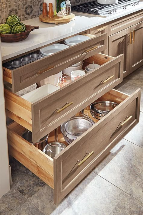 Thomasville Cabinets, Thomasville Cabinetry, Kitchen Cabinet Drawers, Kitchen Drawer Organization, New House - Kitchen, Kitchen Cabinet Organization, Pantry Design, Kitchen Drawers, Kitchen Remodel Ideas