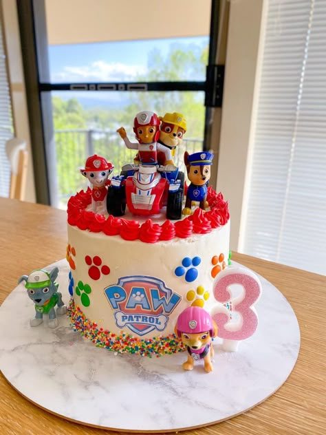 Red Paw Patrol Cake, 3rd Birthday Cake Paw Patrol, Paw Patrol Party Cake Ideas, Zuma Birthday Cake, Paw Patrol Birthday Cake Buttercream, Paw Patrol Diy Cake, Paw Patrol Cakes For Boys, Paw Patrol Rocky Cake, Paw Patrol Cake Ideas Boys