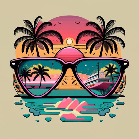 Beach Logo Design Ideas, Summer Drawing Ideas Creative, Beach Tshirt Ideas, Tropical Images, Vintage Tshirt Design, Typography Shirt Design, Sublimacion Ideas, Pen Art Work, Happy Smiley Face