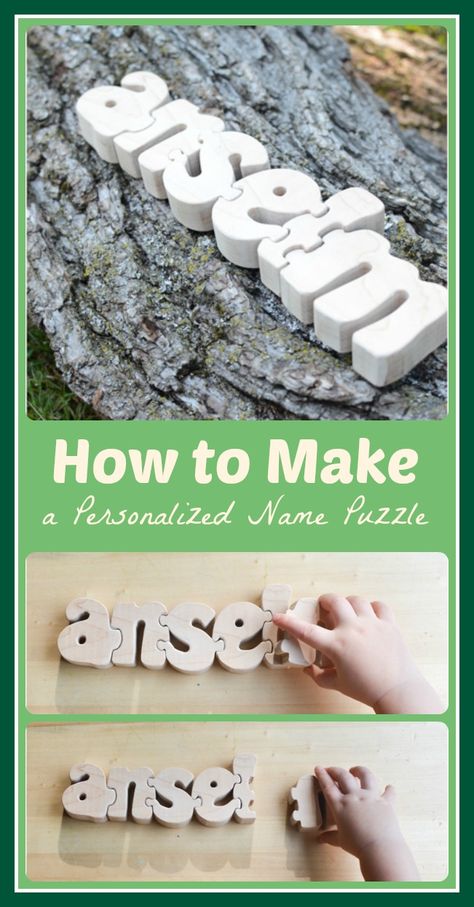 How to Make a Personalized Name Puzzle: a DIY project to introduce children to letters Wood Puzzles Diy, Kids Playroom Storage, Woodworking Saws, Best Educational Toys, Jigsaw Puzzles For Kids, Personalized Puzzles, Puzzles For Toddlers, Laser Cut Wood Crafts, Name Puzzle