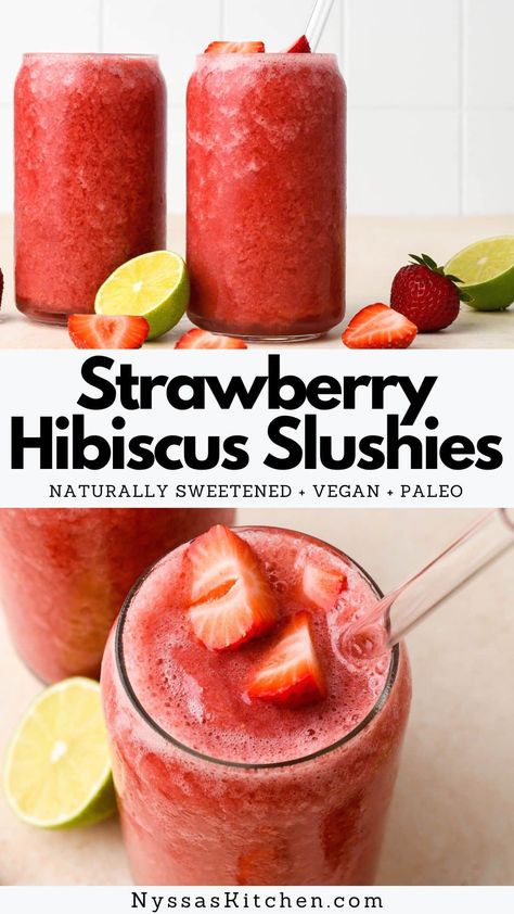 Strawberry Hibiscus Tea, Hibiscus Smoothie, Hibiscus Recipe, Strawberry Hibiscus, Limeade Drinks, Healthy Summer Drinks, Lemonade Smoothie, Tropical Smoothie Cafe, Ice Drink