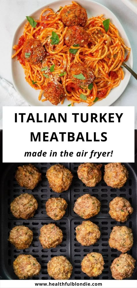 Meatball Recipes Italian, Turkey Italian Sausage Recipes, Sausage Recipes Italian, Turkey Sausage Meatballs, Turkey Meatball Recipes, Air Fryer Turkey Meatballs, Air Fryer Meatballs, Italian Turkey Meatballs, Turkey Meatballs Recipe