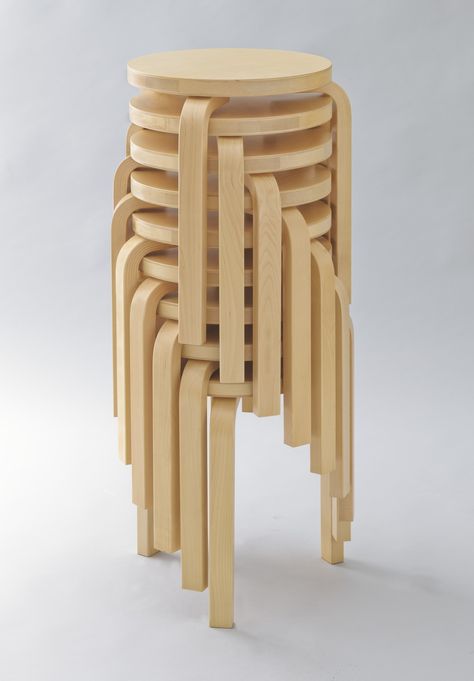 Alvar Aalto. Stacking Stools (model 60). 1932-33 | MoMA Alvar Alto, Things Organized Neatly, Mini Loft, Scandinavia Design, Alvar Aalto, Wooden Stools, Feb 13, Kraken, Museum Of Modern Art