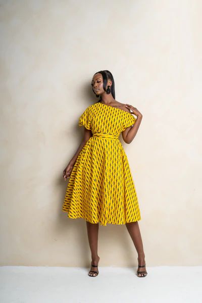 Midi Dress Off Shoulder, African Print Shirt, Off Shoulder Neckline, African Inspired Clothing, One Shoulder Midi Dress, Short Party Dress, Dress Off Shoulder, African Print Dresses, Ankara Dress