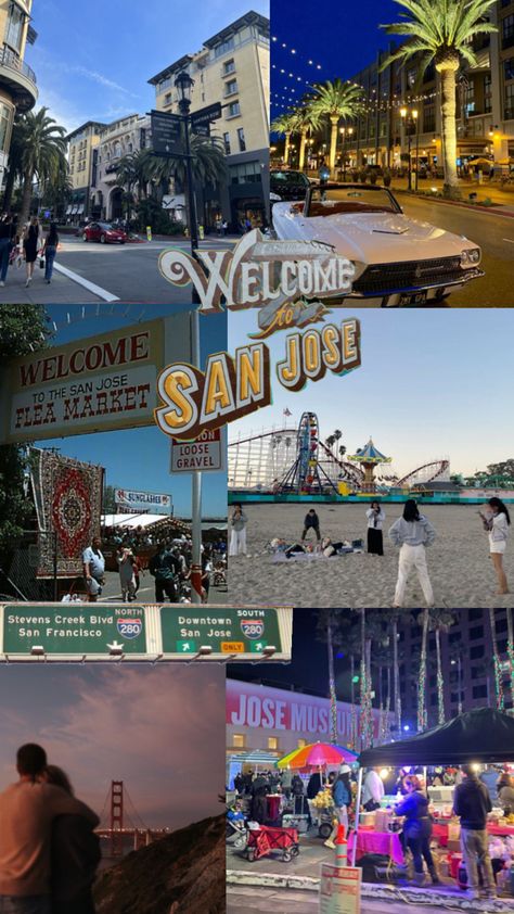 collage of san jose Boardwalk Beach, Santa Cruz Boardwalk, Downtown San Jose, California San Francisco, San Francisco Golden Gate Bridge, San Jose California, Average Person, Clean Cotton, Instagram Editing