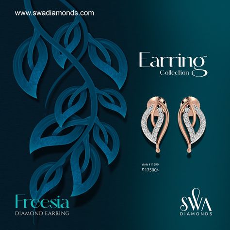 Swa Diamonds, Jewellery Ads, Diwali Greeting, Instagram Design Layout, Jewelry Template, Gold Earrings Indian, Everyday Jewellery, Diamond Earrings Design, Earrings Indian