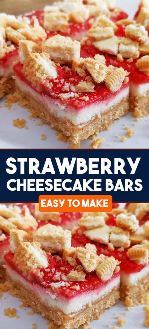 Strawberry Cheesecake Bars Cheesecake Bars Recipes, Cheesecake Bars Recipes Easy, Strawberry Cheesecake Bars Recipes, Golden Oreo Crust, Cheesecake Cookie Bars, Strawberry Oreo Cheesecake, Cheesecake Bars Easy, Easy Strawberry Cheesecake, Strawberry Cheesecake Bars