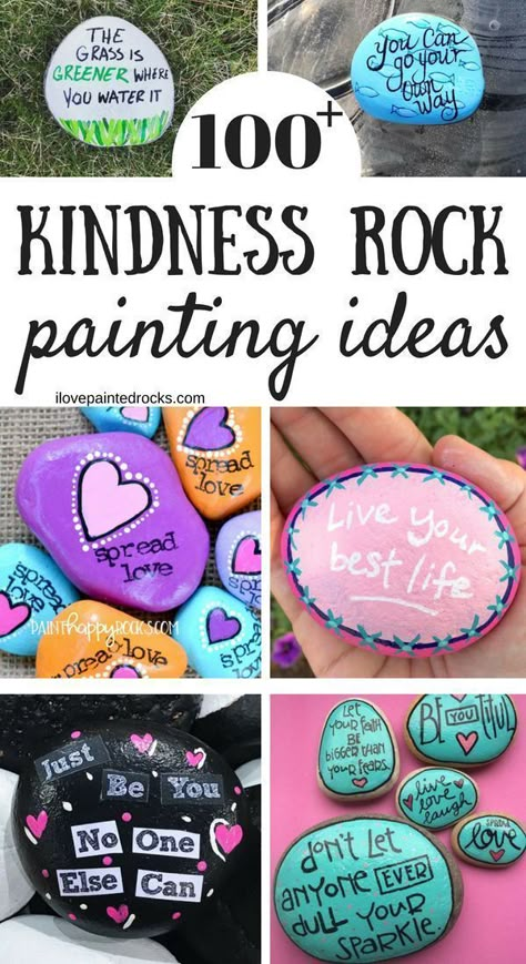 Rock Kunst, Love Painted Rocks, Rock Sayings, Kindness Club, Inspirational Rocks, Happy Rock, Rock Painting Tutorial, Painted Rocks Kids, Painting Ideas Easy