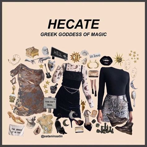 Hecate Goddess Outfit, Hecate Outfit Aesthetic, Cosmic Witch Aesthetic Outfit, Cosmic Core Aesthetic Outfits, Hecate Inspired Outfits, Hecate Goddess Costume, Hecate Outfits, Cosmic Core Outfits, Hecate Cabin