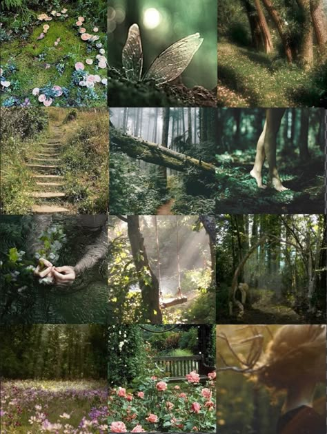 #Fairy #Faries #forest #aesthetic #moodboard #fairyaesthetic #forestaesthetic #fairymoodboard #forestmoodboard #TheSkyisBlonde Fairy Jungle Aesthetic, Earth Fae Aesthetic, Fairy Core Moodboard, Fae Forest Aesthetic, Elf Fairy Aesthetic, Fairy Aesthetic Moodboard, Spring Eladrin Aesthetic, Faerieland Aesthetic, Light Fae Aesthetic