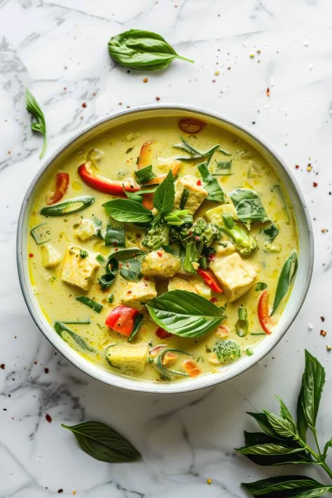 Easy authentic and vegetarian, this Thai green curry is a quick weeknight dinner. It's a healthy, fragrant and spicy dinner that's on the table in 30 minutes. #easyrecipe #fallrecipe #weeknightdinner #Thaicurry Green Thai Curry Recipes Vegetarian, Veggie Thai Green Curry, Thai Green Curry With Tofu, Thai Veggie Curry, Veg Thai Recipes, Thai Green Curry Vegetarian, Thai Curry Green, Green Recipes Healthy, Green Thai Curry Vegetarian