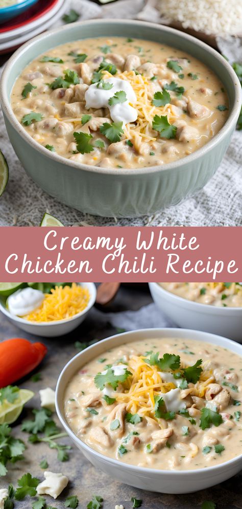 Creamy White Chicken Chili is a comforting, flavorful dish perfect for cozy dinners, family gatherings, or when you're craving something hearty and wholesome. This dish is a delightful twist on traditional chili, replacing the usual tomatoes and red beans with tender chicken, creamy white beans, and a rich blend of spices that deliver a satisfying balance of heat and creaminess. Let’s dive into everything you need to know to create this culinary masterpiece. Creamy Ground Chicken Chili, White Chicken Chili Beans, Mediterranean White Bean Chicken Chili, Bush’s White Bean Chicken Chili, Southern Living White Chicken Chili Recipe, Taco White Chicken Chili, Pork White Bean Chili, White Chicken Chili With White Beans, White Bean Chili With Chicken