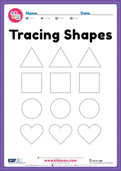 Work Sheet For Play Group Kids, Play Group Worksheets, Tracing Lines Preschool Free Printable, Tracing Shapes Worksheets, Work For Preschoolers, Shapes Worksheets For Kindergarten, English Kindergarten, Free Printable Activity Sheets, Drawing Activities For Kids