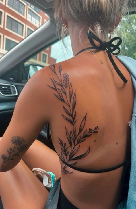 vine tattoo... Flower Tattoos With Vines, Rib To Shoulder Tattoos For Women, Back Of Arm Tattoo Sleeve, Rib And Stomach Tattoos For Women, Woman Arm Sleeve Tattoo Ideas, Woman’s Tattoo Arm, Botanical Garden Tattoo Sleeve, Shoulder Tattoos For Women Western, Small Tattoos For Leg