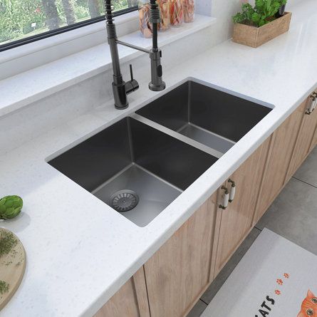 Under Mount Kitchen Sink, Double Bowl Undermount Kitchen Sink, Kitchen 2023, Double Kitchen Sink, Workout Home, Cabinets Painted, Deep Sink, Decorating Kitchen, Decor Plants