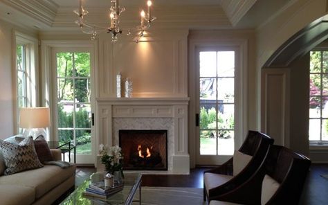 windows beside fireplace Single French Door, Family Room Addition, Sunroom Addition, Wood Exterior Door, Wooden French Doors, Backyard Fireplace, French Doors Patio, Interior Design Elements, French Doors Interior