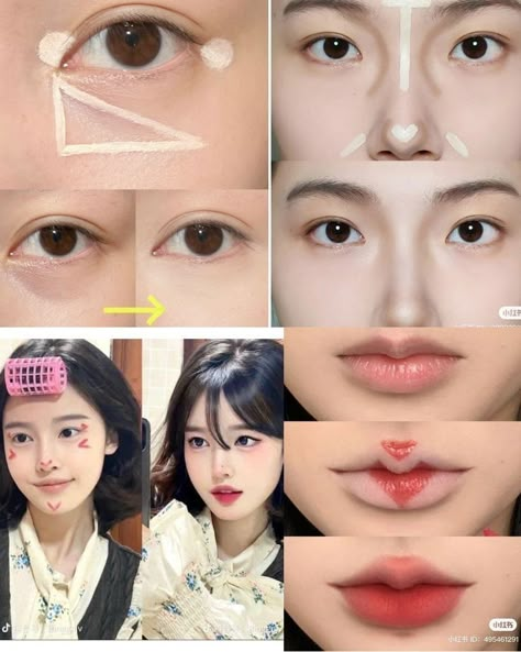 Teknik Makeup, Korean Makeup Tips, Mekap Mata, Asian Makeup Tutorials, Anime Eye Makeup, Gyaru Makeup, Korean Makeup Tutorials, Learn Makeup, Simple Makeup Tips