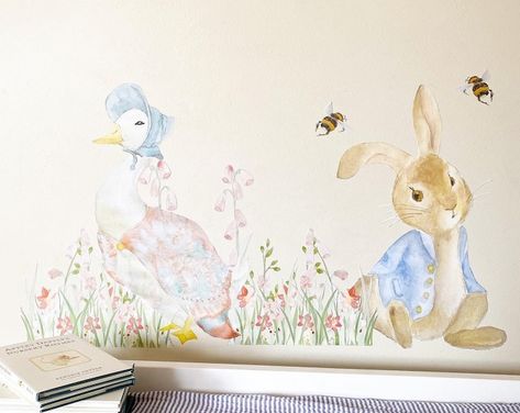 Beatrix Potter Toppers Cupcake Toppers Peter Rabbit Toppers - Etsy UK Rabbit Themed Nursery, Beatrix Potter Nursery, Jemima Puddleduck, Butterfly Decals, Peter Rabbit Nursery, Rabbit Nursery, Butterfly Decal, Nursery Mural, Fabric Wall Decals